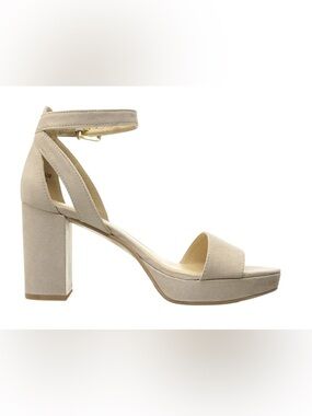 CL by Laundry Go On Nude Super Suede Platform Block Heel Sandals - Size 8
